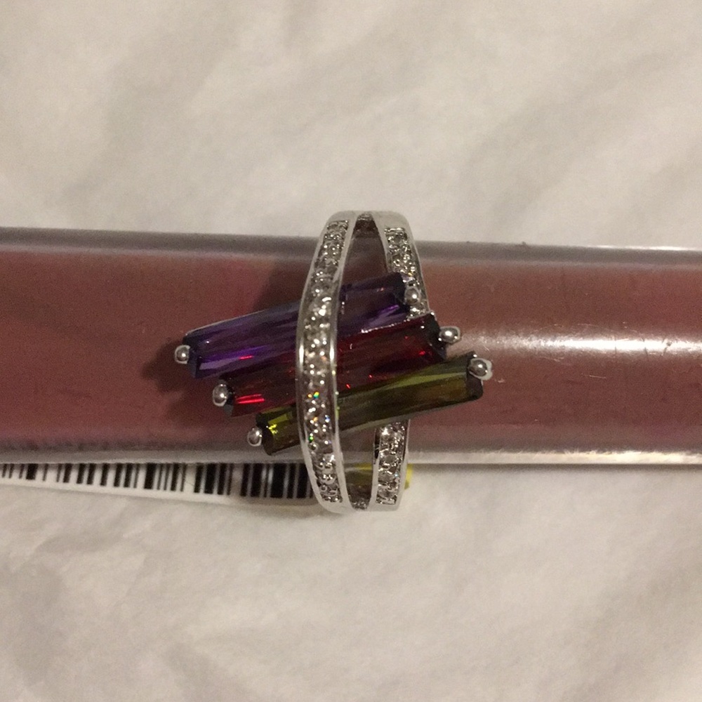 Sliver 3 color rainbow ring